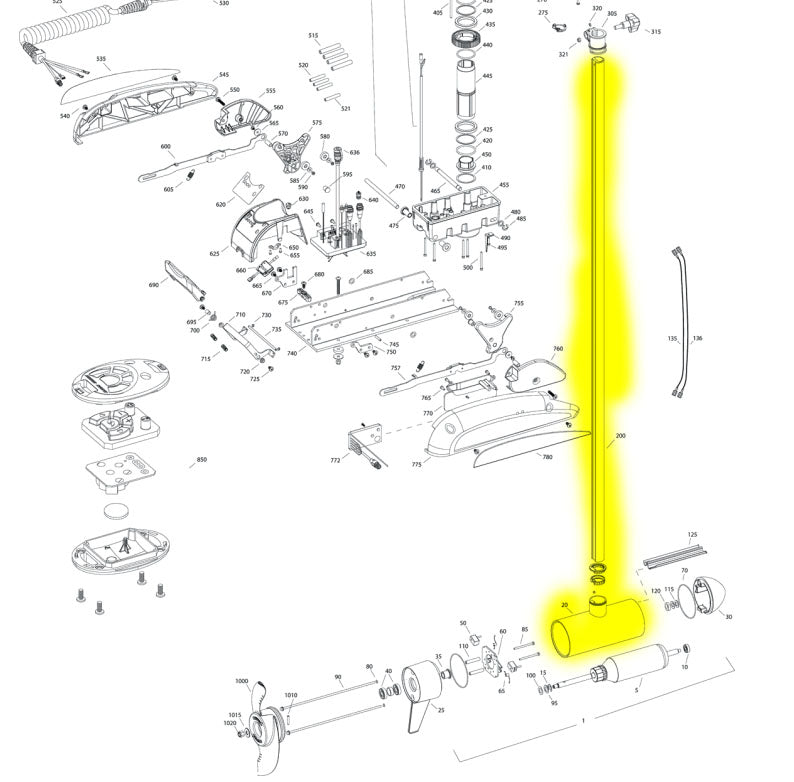 Minn Kota Terrova Saltwater Center Housing & Shaft (Tube) Assembly - Image 5