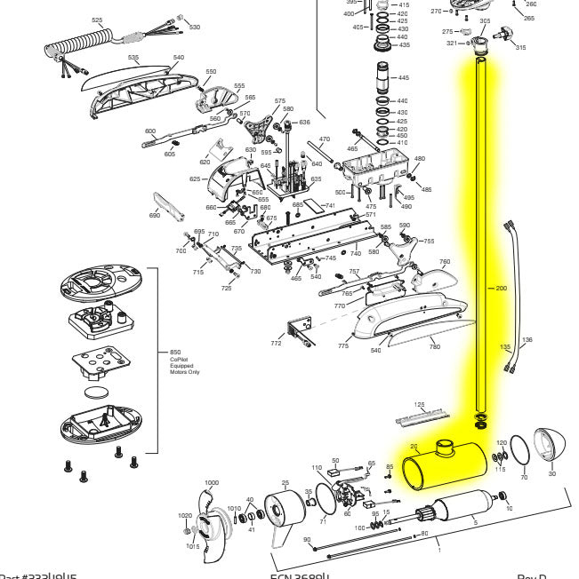 Minn Kota Terrova Saltwater Center Housing & Shaft (Tube) Assembly - Image 6
