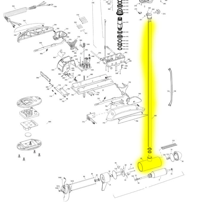 Minn Kota Terrova Saltwater Center Housing & Shaft (Tube) Assembly - Image 3