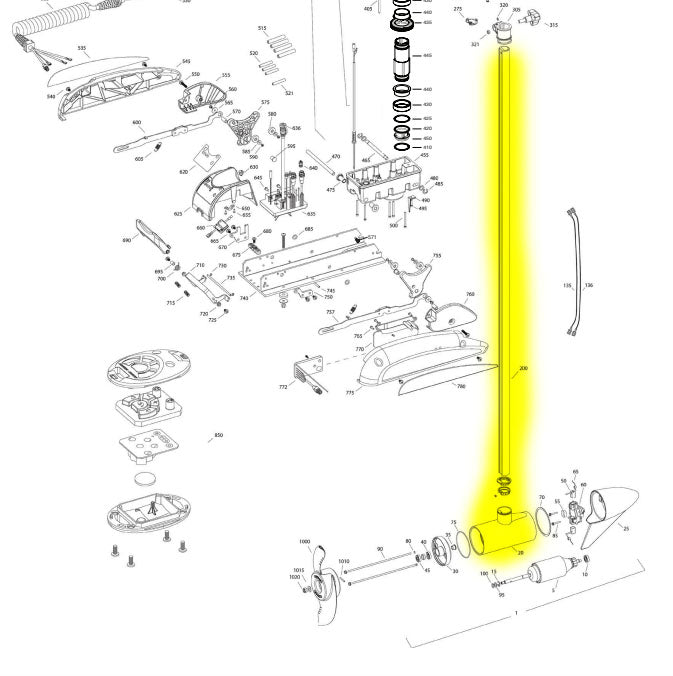 Minn Kota Terrova Saltwater Center Housing & Shaft (Tube) Assembly - Image 7