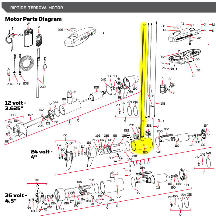Minn Kota Terrova Saltwater Center Housing & Shaft (Tube) Assembly - Image 4